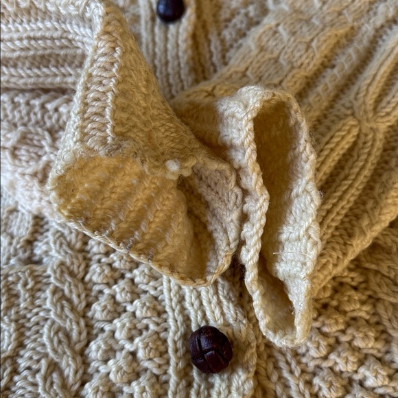Donegal Tradition vintage Irish fisherman sweater soft wool leather buttons Med - Picture 9 of 15